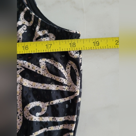 George Shiny Black And Cream Floral Tank Blouse Size Medium - Picture 4 of 7